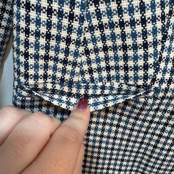 Talbots Women Blazer Jacket 2 Blue Black Checkered Single Button Jacket NEW $189 - Picture 7 of 8